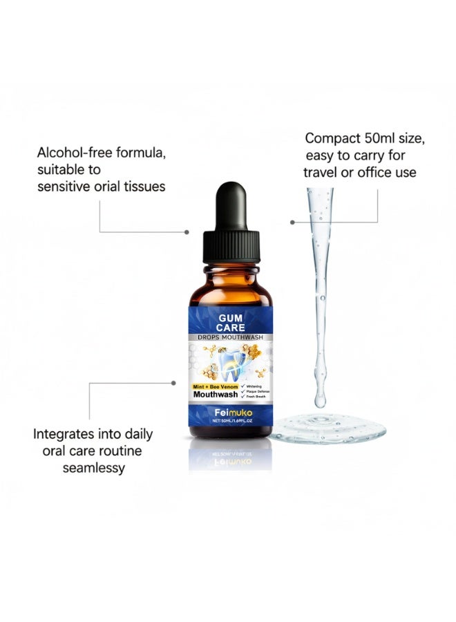 Feimuko 2-PACKS Bee Venom Mint Mouthwash | Daily Cleaning and Antibacterial Care for Healthy Teeth 50ml *2 - Image 3